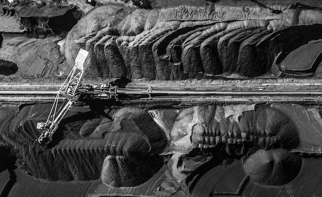 Aerial image of black coal mining operation