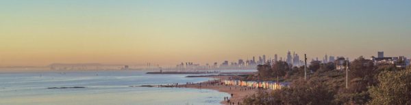 view of Melbourne skyline from Brighton