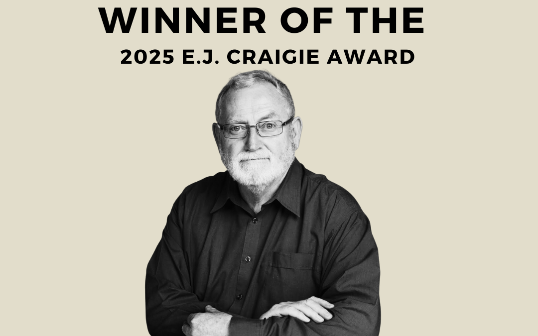 Congratulations Ross Gittins, winner of the 2025 EJ Craigie Award. B&W photo of bearded man with arms crossed. Prosper logo.