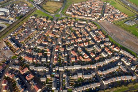 Aerial view of a new housing estate.