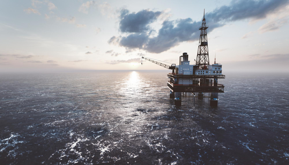 An off-shore gas rig